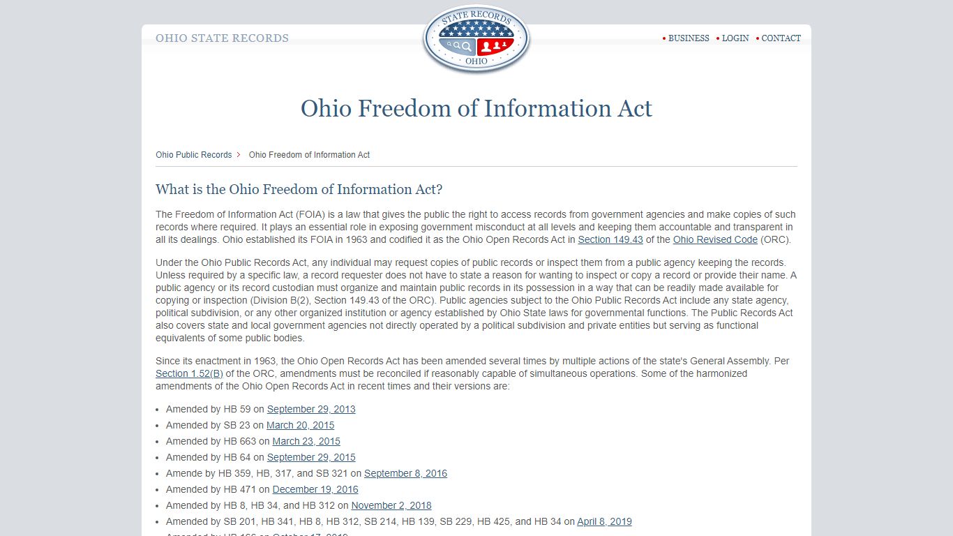 Ohio Freedom of Information Act | StateRecords.org